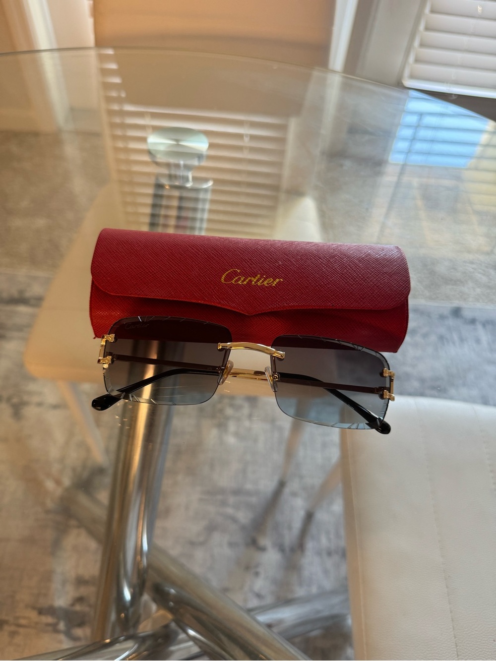 Cartier Rimless Sunglasses with Red Cartier Case